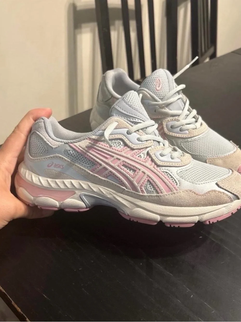 ASICS Women's White and Light Pink Athletic Sneakers